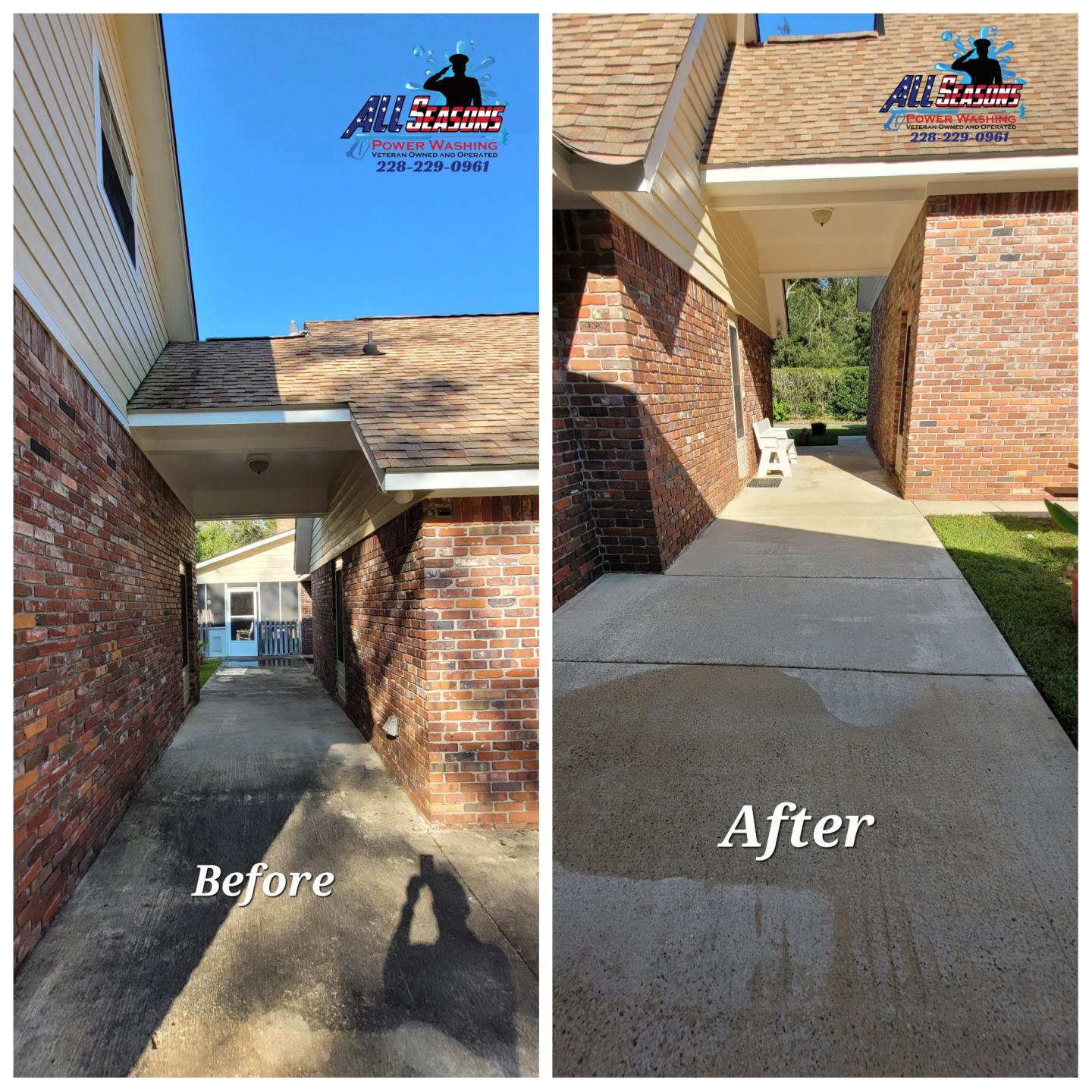 Freshly soft-washed house exterior
