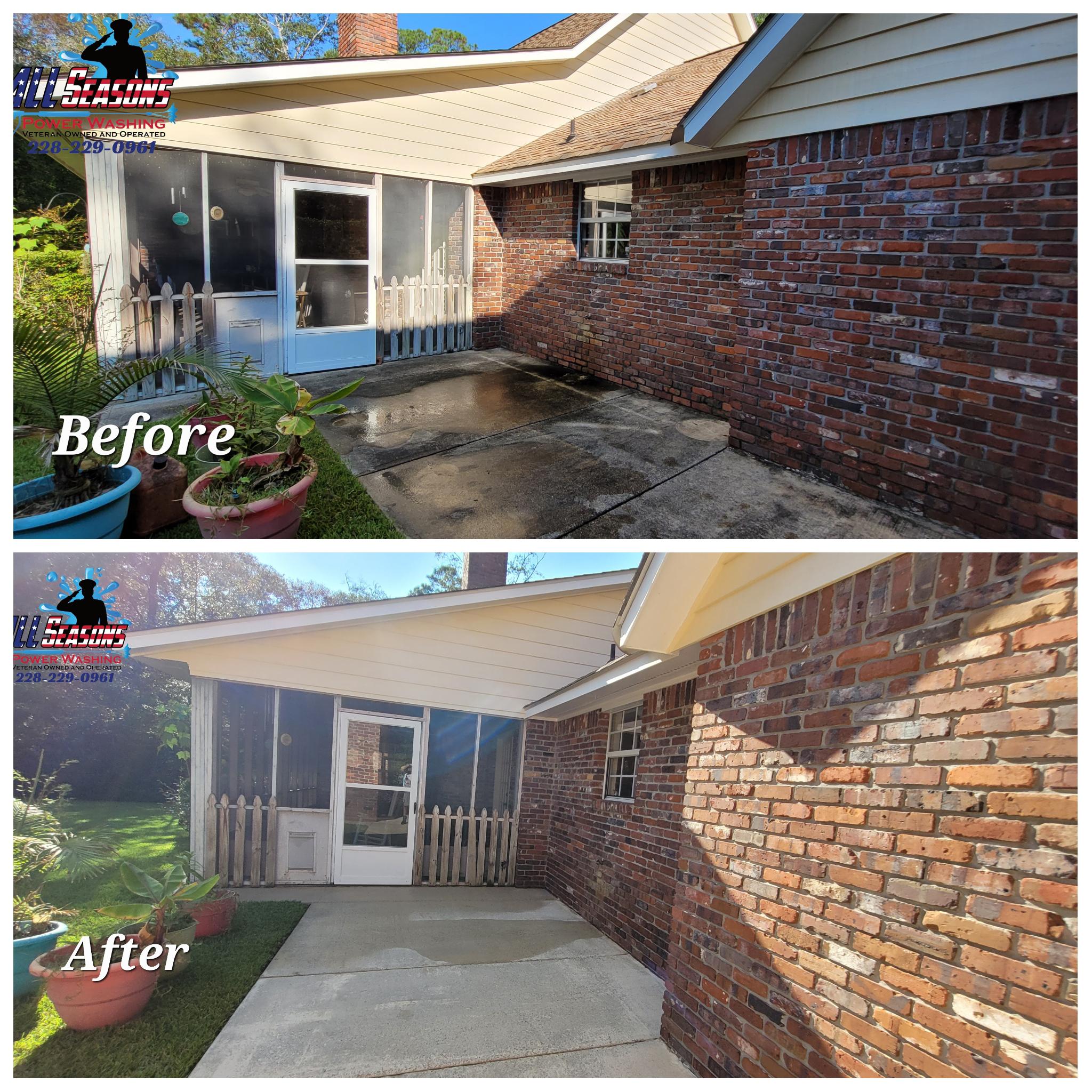 Before: home exterior with built-up dirt and grime